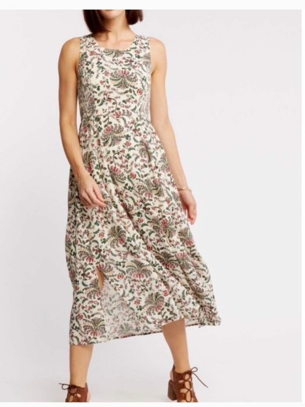 Fat Face UK Natural Connie Alhambra Sleeveless Floral Print Dress